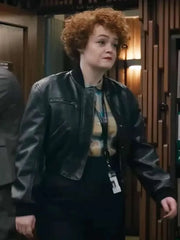 Rose Dept. Q 2025 Leah Byrne Black Leather Bomber Jacket 