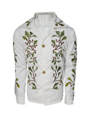 SALTBURN OLIVER QUICK GREEN LEAF EMBROIDERY WHITE JACKET