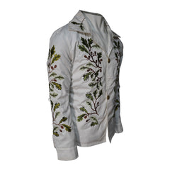 SALTBURN OLIVER QUICK GREEN LEAF EMBROIDERY WHITE JACKET