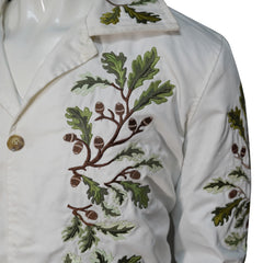 SALTBURN OLIVER QUICK GREEN LEAF EMBROIDERY WHITE JACKET