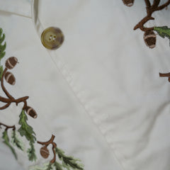 SALTBURN OLIVER QUICK GREEN LEAF EMBROIDERY WHITE JACKET