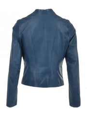 Sky Blue Genuine Leather Jacket 