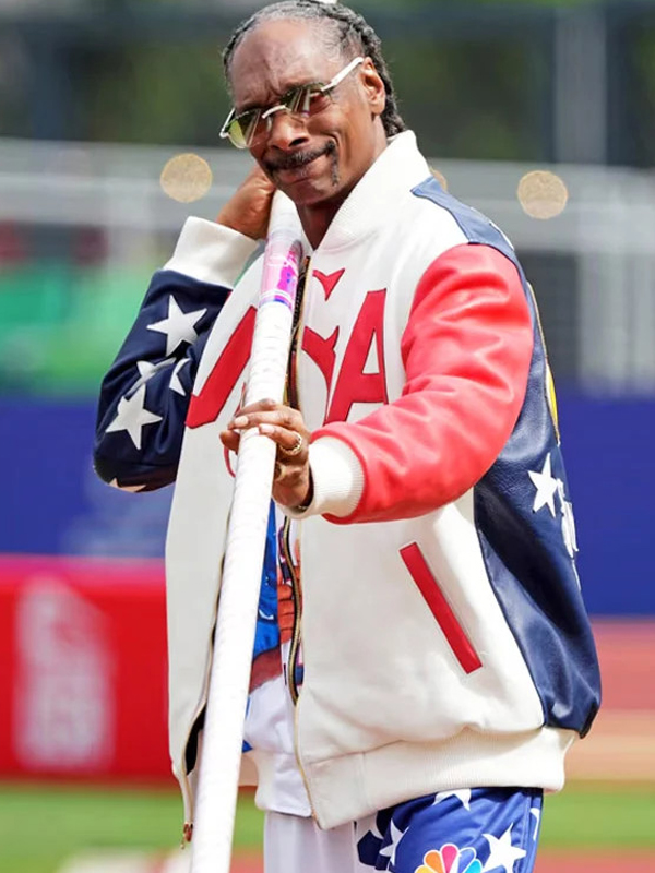 Snoop Dogg American flag sleeve bomber