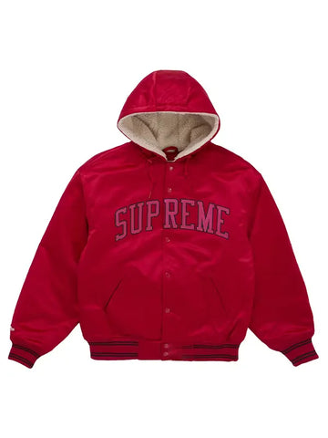 Supreme Lined Hooded Satin Varsity Jacket