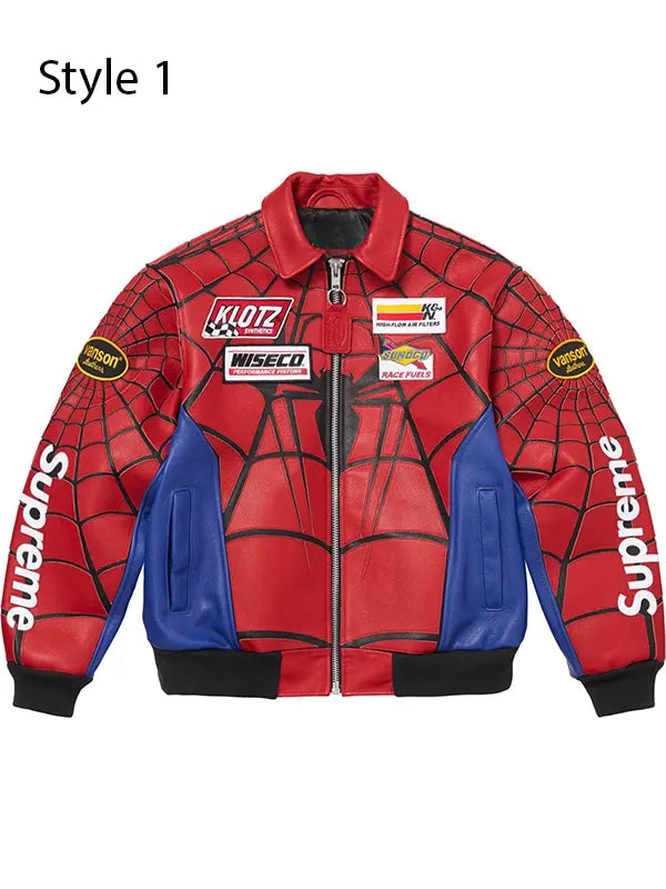 Supreme Spiderman Bomber Leather Jacket