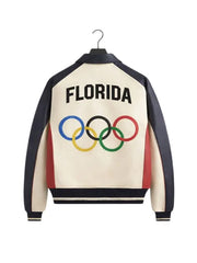 Team USA Florida Logo Leather Bomber Jacket