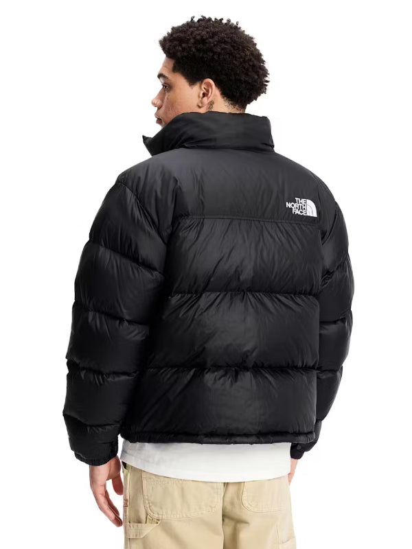 1996 Retro Nuptse inspired black packable puffer jacket back view