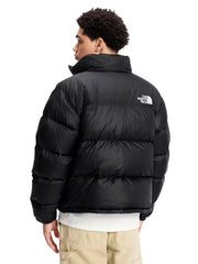 1996 Retro Nuptse inspired black packable puffer jacket back view