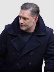 Tom Hardy Black Double Breasted Wool Coat