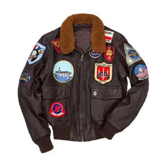 Tom Cruise Top Gun Brown Bomber Leather Jacket
