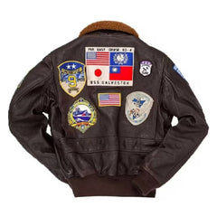 Tom Cruise Top Gun Brown Bomber Leather Jacket