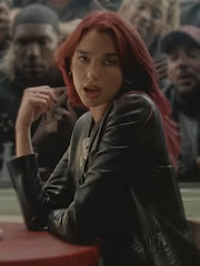 Dua Lipa Training Season Black Leather Blazer