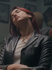 Dua Lipa Training Season Black Leather Blazer