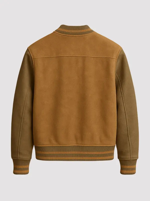 Brown Suede Varsity Jacket