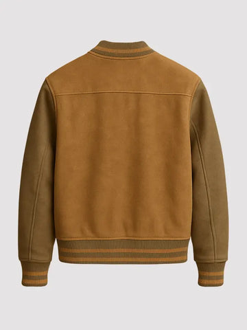 Brown Suede Varsity Jacket