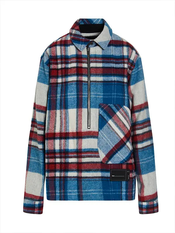 Travis Kelce Half-Zip Plaid Shirt Jacket