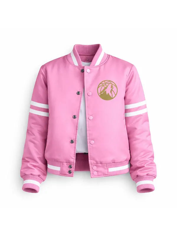 Women Minnesota Timberwolves pink Full-Snap Varsity Jacket