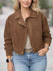 Women’s Brown Corduroy Cropped Jacket