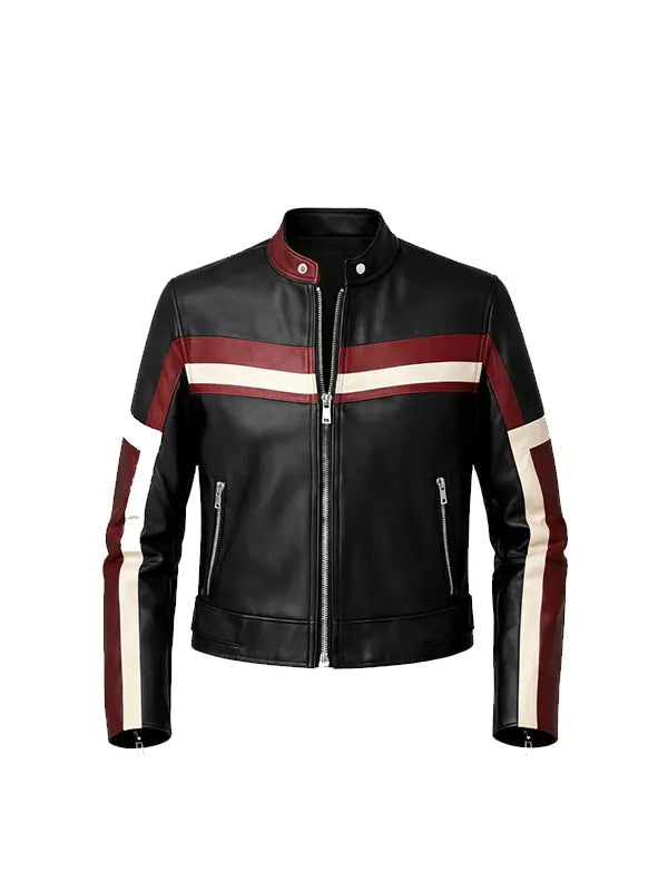 Women’s Vintage Style Black Cropped Leather Moto Jacket