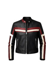 Women’s Vintage Style Black Cropped Leather Moto Jacket