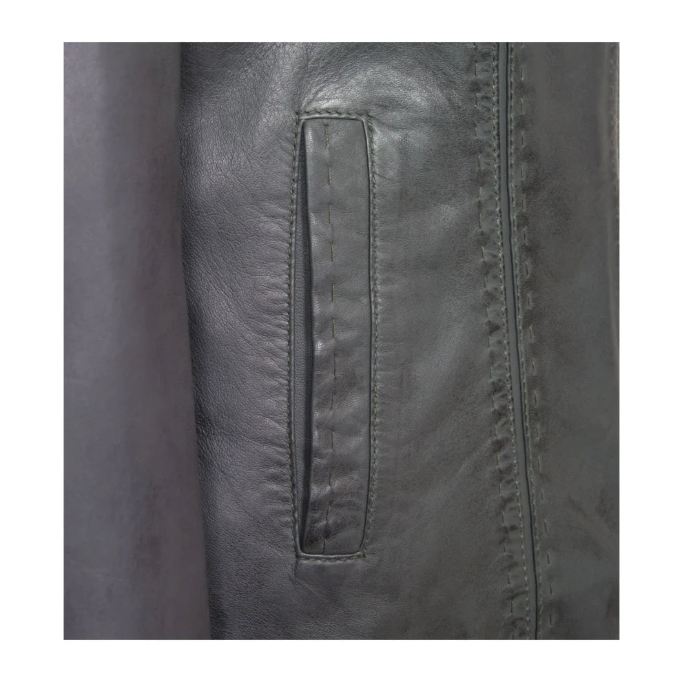 Biker Grey Leather Jacket