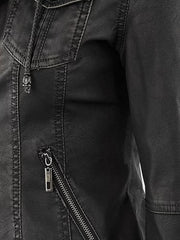 Women’s Black Fitted Leather Bomber Jacket