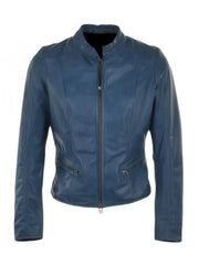 Womens Blue Leather Jacket