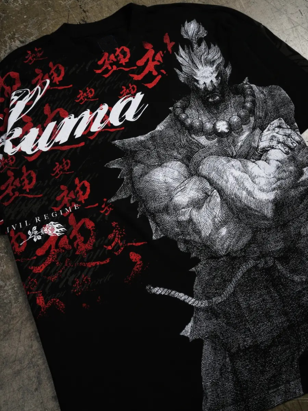 Akuma Street Fighter graphic tee front print close up detail