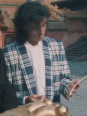 Andrew Ridgeley navy tartan plaid blazer