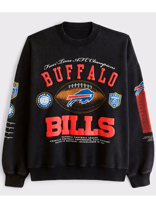 A&F Buffalo Bills black graphic crewneck sweatshirt front view