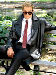 anthony snake embroidered leather coat