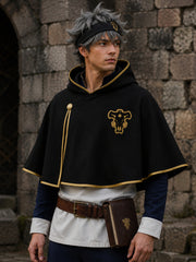 Asta Black Clover Black Bulls hooded cloak front view with emblem