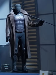 Gambit Avengers Doomsday brown leather coat front view costume display