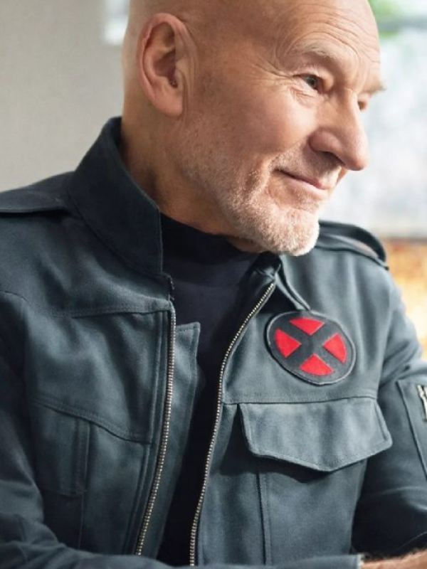 Patrick Stewart Charles Xavier Avengers Doomsday jacket close up side profile