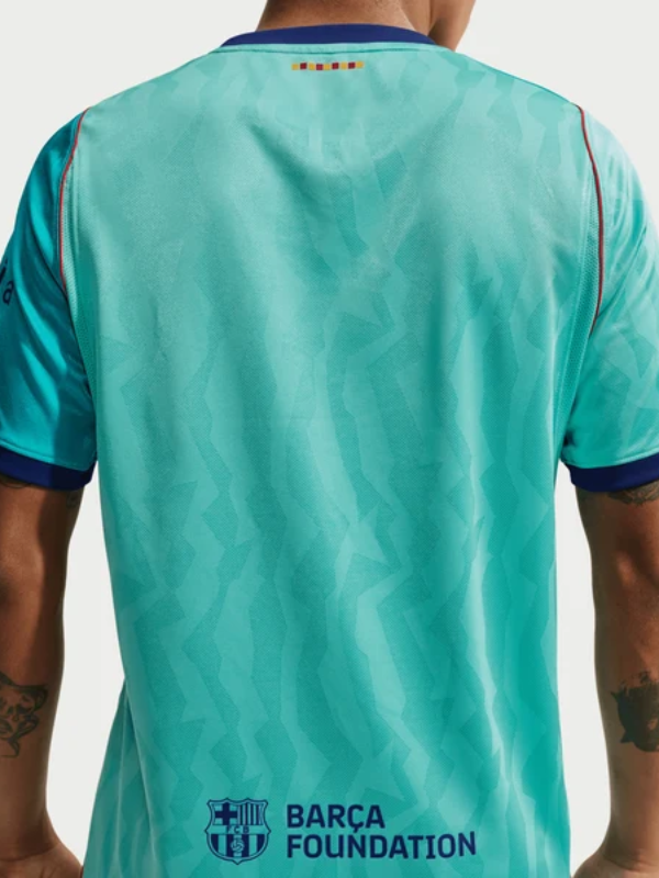 Barcelona teal soccer jersey navy trim