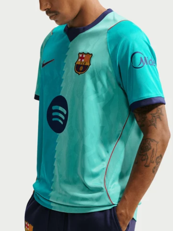 Barcelona aqua blue third kit shirt