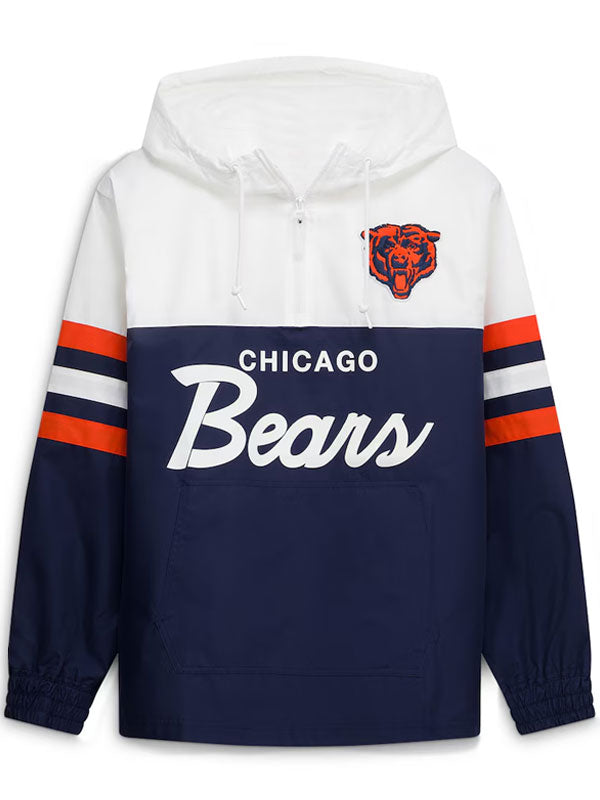 Chicago Bears navy head coach anorak hoodie front view flat lay