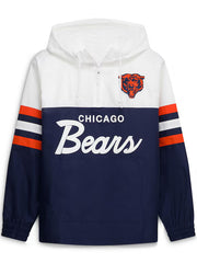 Chicago Bears navy head coach anorak hoodie front view flat lay
