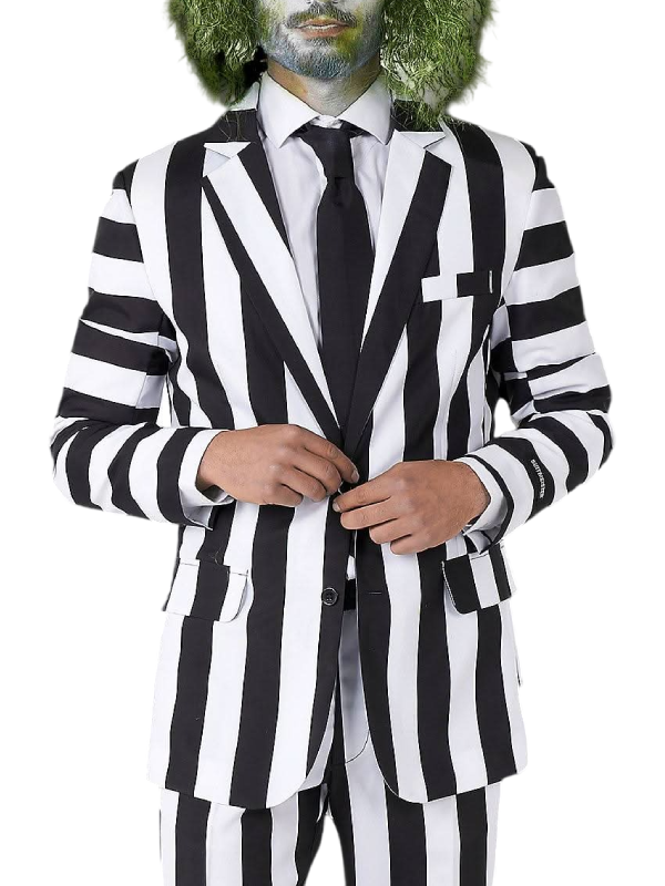 Betelgeuse Michael Keaton vertical stripe suit with tie