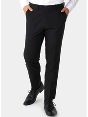 Plain black dress trousers for Christmas printed blazer
