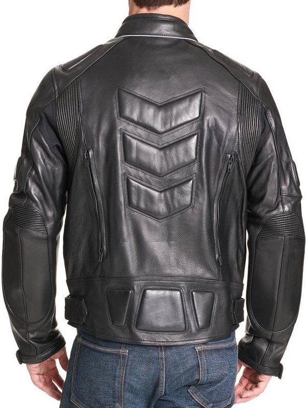chevron padded leather riding jacket