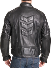 chevron padded leather riding jacket