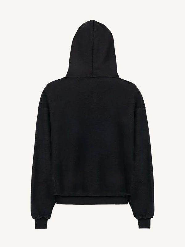 Vintage black reversible zip hoodie back view flat lay