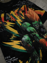 Blanka Street Fighter tee front print close up detail