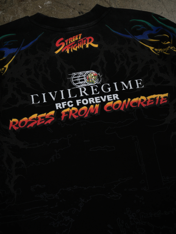 Street Fighter Civil Regime tee back logo close up detail