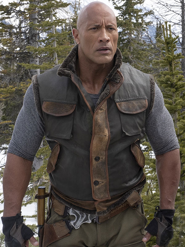 Dr. Smolder Bravestone Jumanji leather trim vest front view forest scene