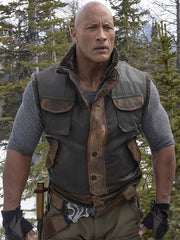 Dr. Smolder Bravestone Jumanji leather trim vest front view forest scene