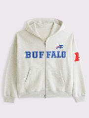 Buffalo Bills ANF gray fleece full-zip hoodie front view