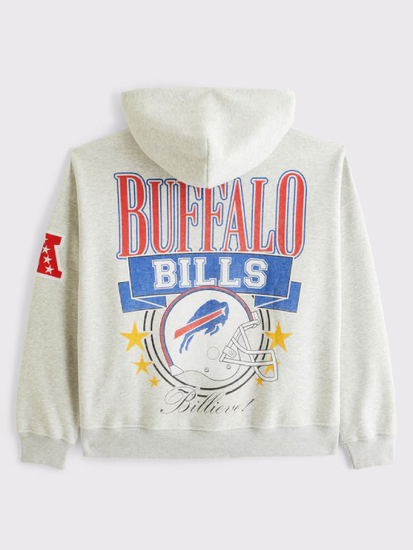 Buffalo Bills ANF gray hoodie back view with vintage football graphic