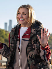 Cameron Diaz camo hooded vest Bad Day outdoor waving